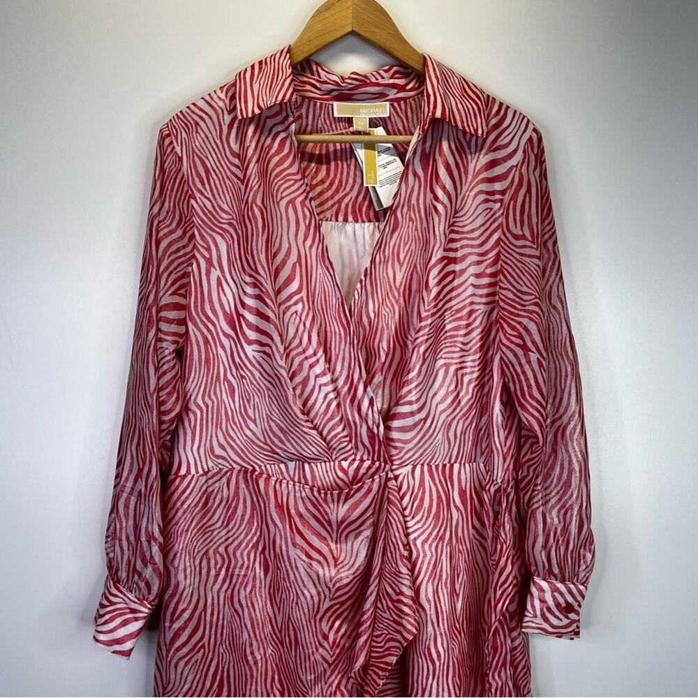 Michael Kors Zebra Print Wrap dress geranium - 0X - Picture 3 of 13